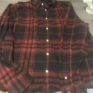 All Saints Red and Black Checkered Shirt